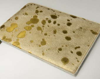 Samsung 4 10.1 Tablet case / sleeve golden cowhide + woolfelt
