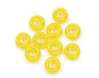 CLEARANCE Transparent Acid Yellow Pony Beads, 6x9mm, 480 beads