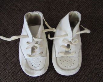 Vintage White Leather Baby Shoes Free Shipping