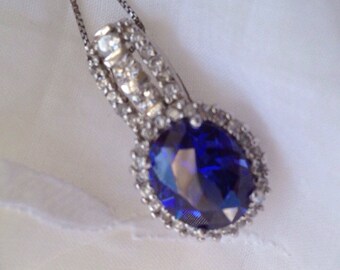 Sterling and simulated sapphire pendant necklace