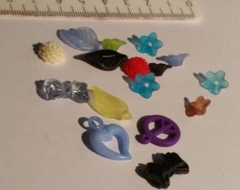 set of 16 charms in various shapes