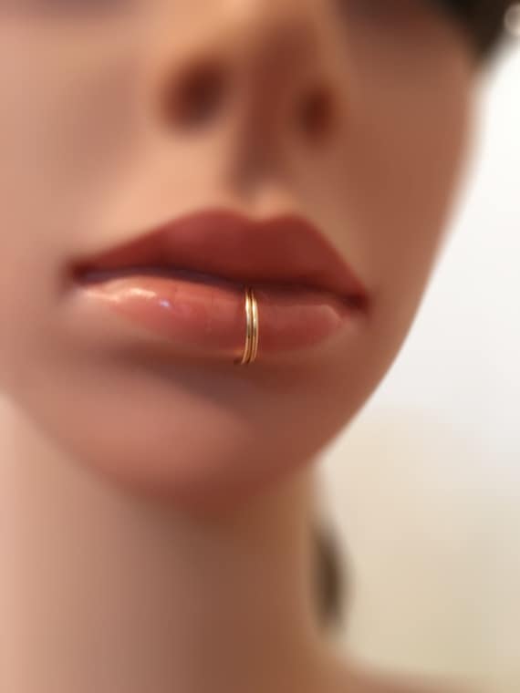 Fake Double Lip Ring 20g Gold Lip Ring lip jewelry double
