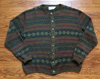 Vintage 1960s Jersild Shamrock Print Cardigan