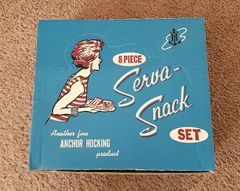 8 Piece Serva-Snack Set in Box Anchor Hocking Grape Design Serves 4