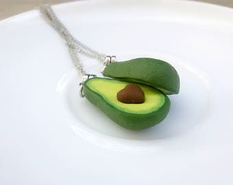 BFF necklace for 2 Green Avocado Charm Friendship necklace Best Friend gift Avocado necklace Miniature Food BFF present Healthy Food jewelry