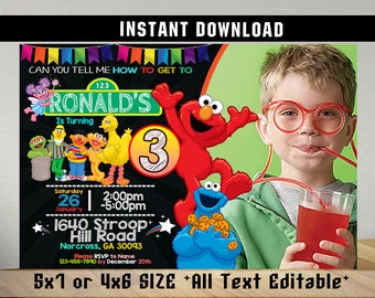 Sesame Street Invitation,Sesame Street Birthday,Sesame Street Party,,Sesame Street Birthday Party,Sesame Street Invited,Sesame Street SL 572