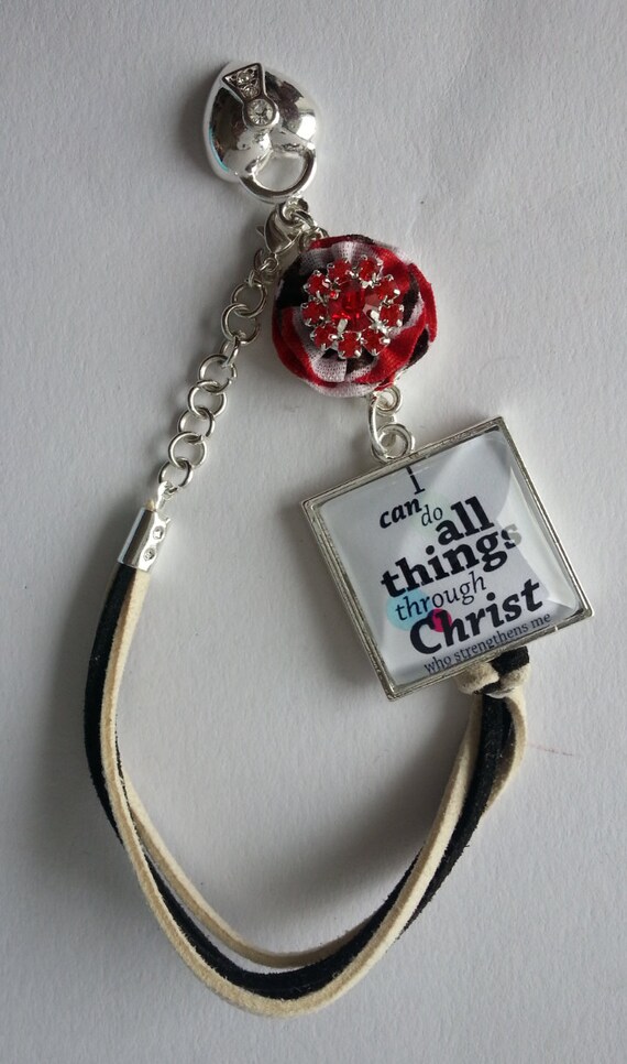 Scripture bracelet Bible verse bracelet Leather bracelet Glass
