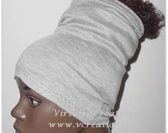 Headband-HeadTube-Locs-HeadWrap- Head Wrap - Natural Hair-Heather Gray-Jersey Natural Hair Accessories