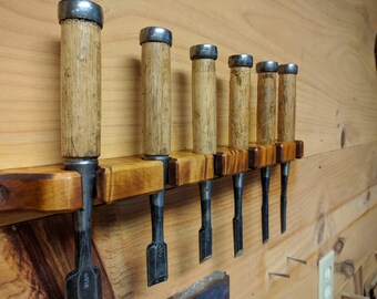 Wall Tool Rack / Chisel Holder / Wooden Chisel Rack / Handmade Tool Holder Wall / Wall Tool Organizer / Driver Chisel Hammer Wall Mount