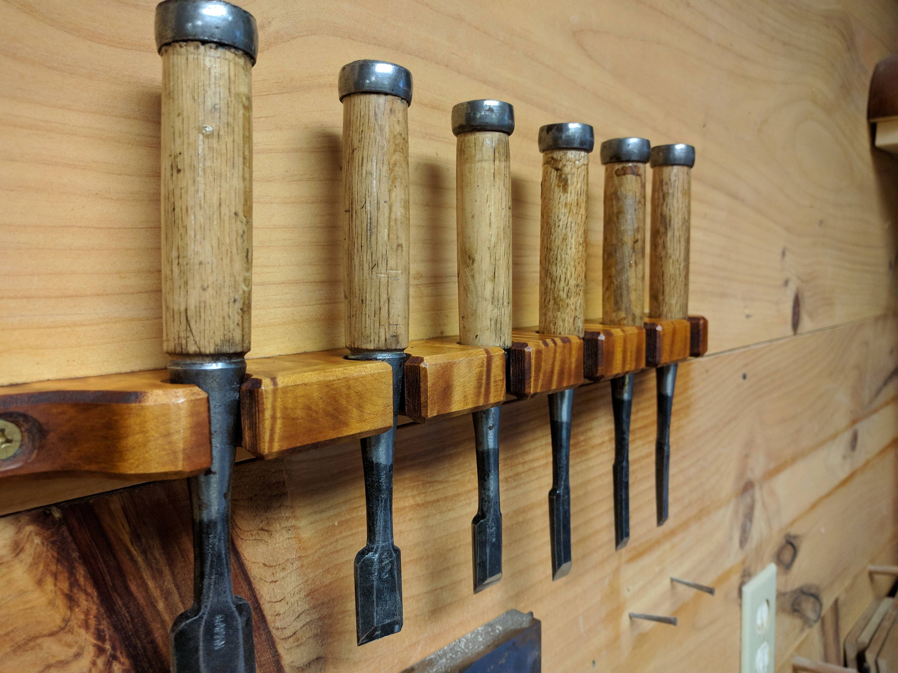 Wall Tool Rack Chisel Holder Wooden Chisel Rack Handmade