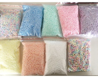 7 bags of pastel foam beads for slime