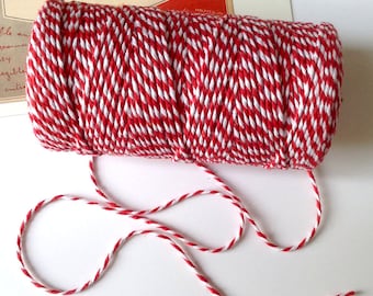 Red & White Baker's Twine 1.5mm striped string / packaging 10 metres / 90m / 180m bulk
