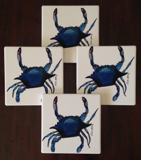 Blue Crab Sandstone Coasters Drink Coasters Original Art