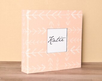 PRE-ORDER // Baby Book, Baby Gift, Baby Album, Baby Memory Book, Baby Keepsake, Modern Baby Book, Pink/Coral Arrows
