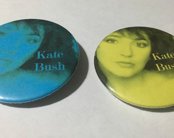 Kate Bush set of 2 retro pin badges. 45mm