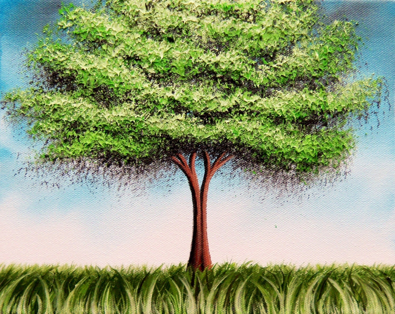 Green Tree Art Print Tree Print Summer Tree Whimsical Art