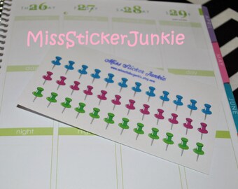 Push Pins Thumbtacks Stickers for Erin Condren Life Planner Plum Paper