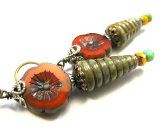 Boho Jewelry Boho Earrings Boho Chic Bohemian Inspired Czech Glass Collection "Katya" Earrings