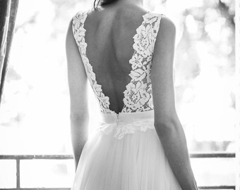 Wedding dress, silk , tulle and lace, romantic dress, guipure, tutu, made to measure