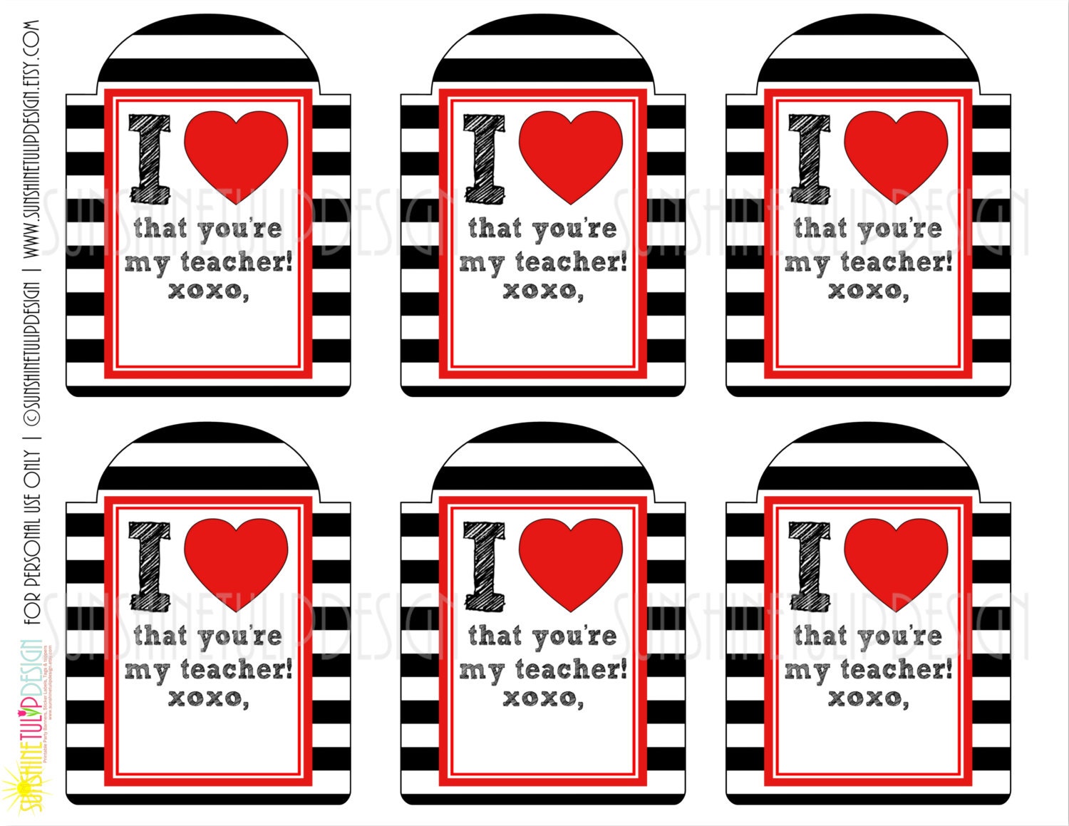Printable Teacher Appreciation Gift Tags Back to