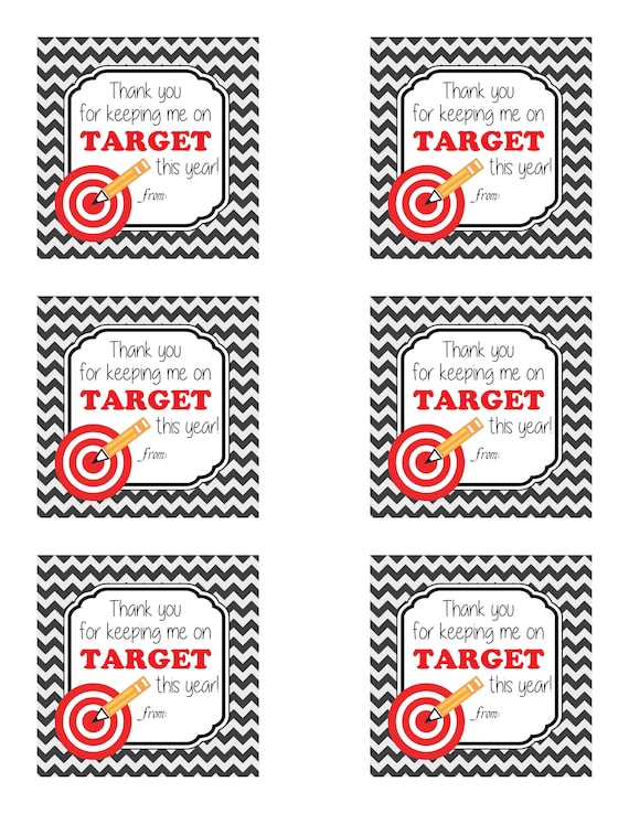 Instant download Teacher appreciation tags Printable target