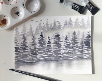 Monochromatic Forest Print