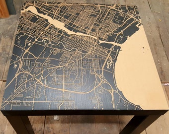 Custom Road/Topography Map Engraved On Table Tops