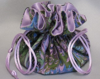 Jewelry Travel Tote---Drawstring Organizer Pouch---Beautiful Multi Color Abstract Design---Regular Size