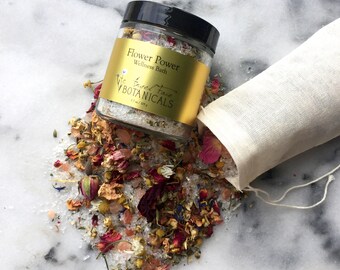Flower Power Wellness Bath, Organic Bath Salts, Pink Himalayan Salt Bath, Bath Tea, Essential Oil Bath, Salt Soak, Mineral Bath, Epsom Salts