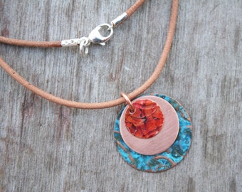 Patina Copper Necklace, Boho Necklace, Verdigris Necklace