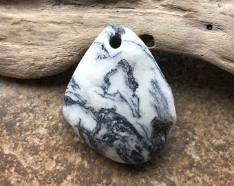 Natural BEACH STONE Pendant Top Drilled Lake Stone 3mm