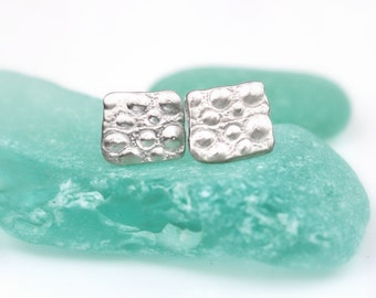 Silver Sea Urchin Stud Earrings, Sea Urchin Earrings, Sterling Silver Shell Earrings, handmade recycled silver Jewelry, by Elementisle