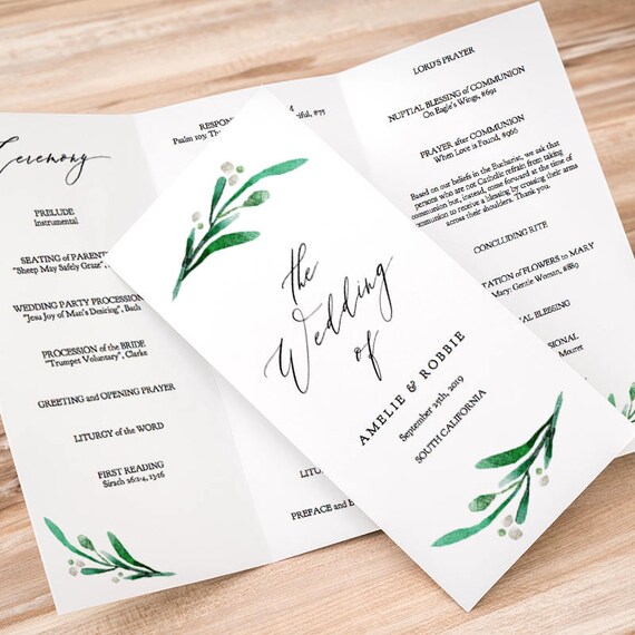 tri fold wedding program paper