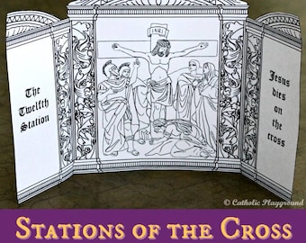 Printable: Stations of the Cross Triptychs coloring
