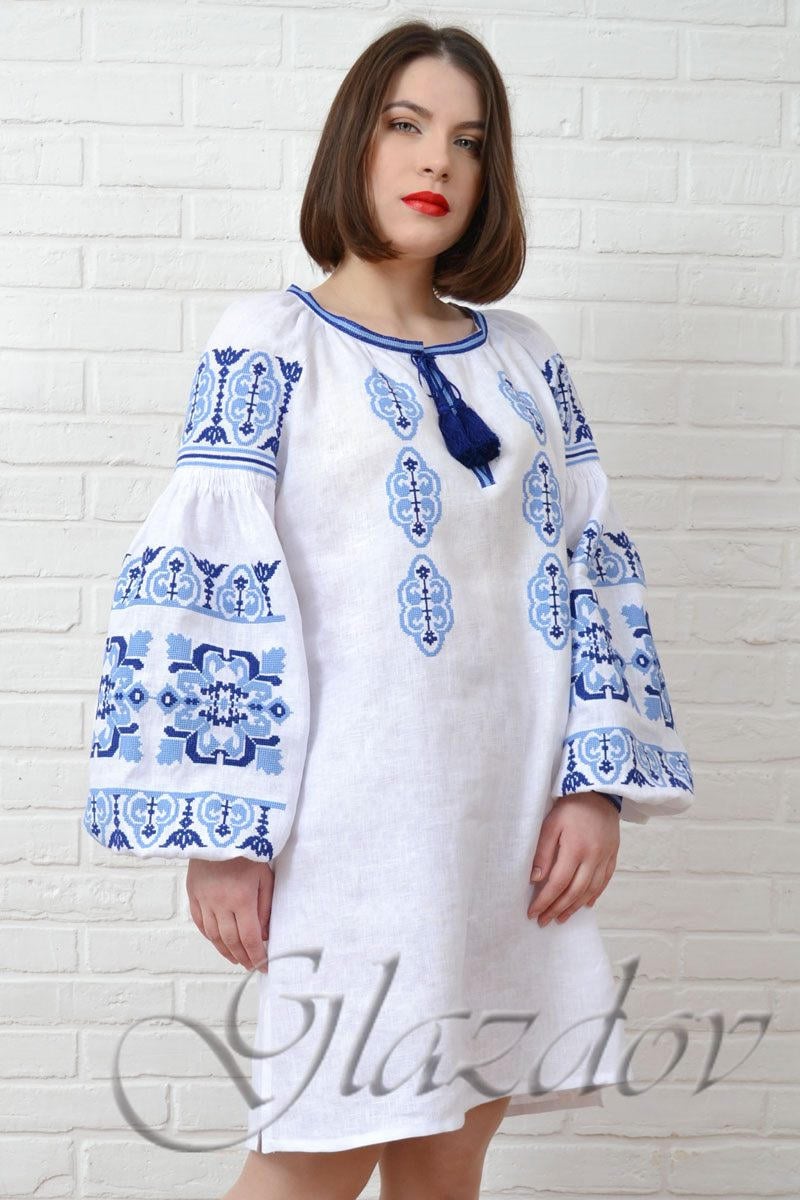 Ukrainian linen embroidered dress vyshyvanka