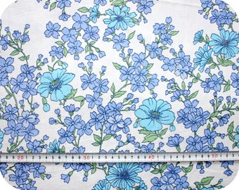 Floral retro vintage fabric - blue and green
