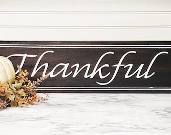 Fall Decor Thankful Sign Wood Sign Farmhouse Decor Seasonal Sign Thanksgiving Decor