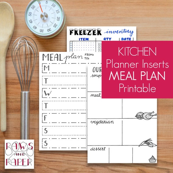 Bullet Journal PRINTABLE Meal Planner A5 Planner Inserts