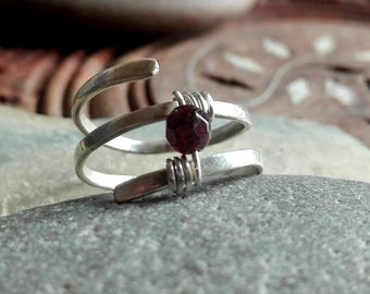 Sterling silver garnet ring
