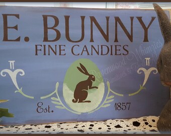Primitive Easter, easter sign, wooden easter sign, Prim Easter, vintage Easter, Folk art Easter. Easter bunny, easter rabbit