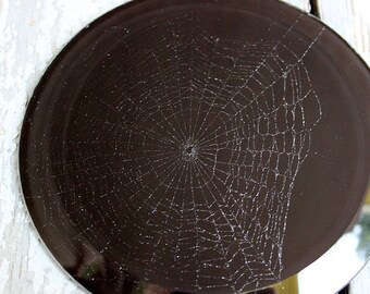 LOUKIOS ghost Spider web decoration - real spider web under round glass paperweight