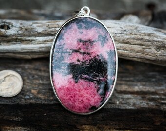 Rhodonite Pendant - Rhodonite Necklace - Rhodonite Jewelry - Rhodonite Pedant - Pink Necklace - Rhodonite Pendant - Rhodonite Necklace