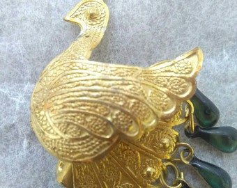 Old vintage antique Peacock brooch, Peacock brooch