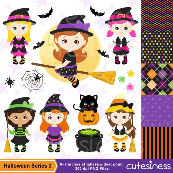 Items similar to HALLOWEEN Digital Clipart, Halloween Witch Clipart ...