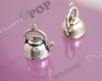3D Tibetan Silver Tea Kettle Teapot Charm Pendants, Tea Kettle Charms, Teapot Charm, 19mm x 17mm (R8-061)
