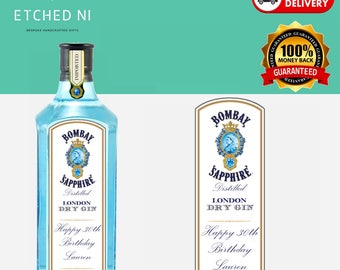 Personalised Bombay Sapphire Gin Label 70cl ***FREE POSTAGE***