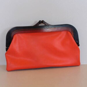 Orange handbag, orange purse, vintage pouch, vintage accessory, purse, large purse, gift for her, vintage present