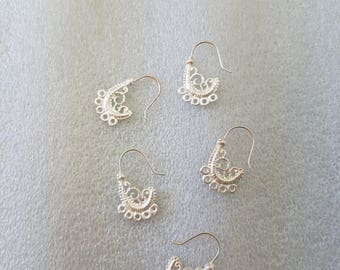 Filigree silver drill earring