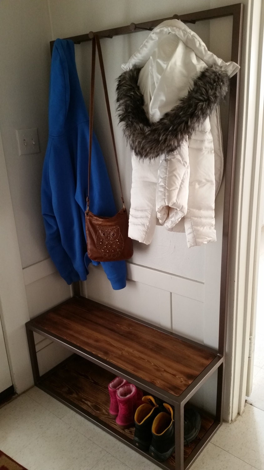 Custom Made Metal Coat Rack Bench
