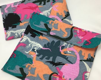 Pink Dinosaurs Reusable Sandwich Bag, Reusable Snack Bag